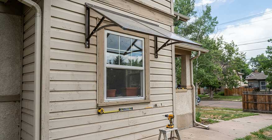 small fixed window awning suitable for DIY install