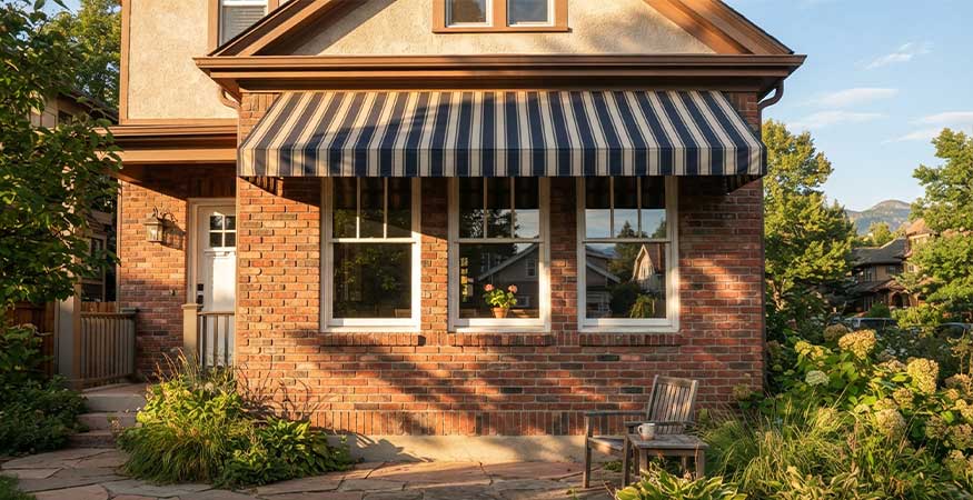 How Do Awnings Impact Energy Costs awning shading west-facing windows during Denver afternoon - How Do Awnings Impact Energy Costs