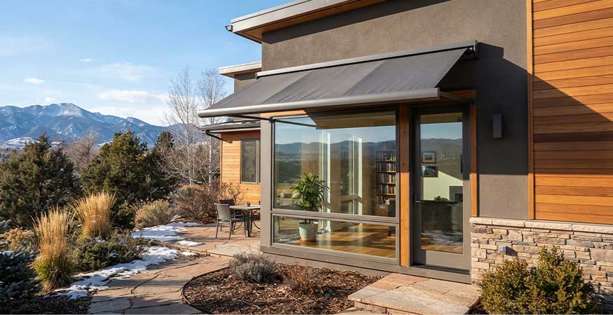 diagram of summer sun blocked and winter sun admitted by awning