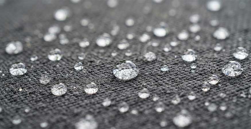 water beading on freshly treated awning fabric