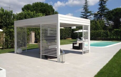 Modern backyard with pergola and swimming pool