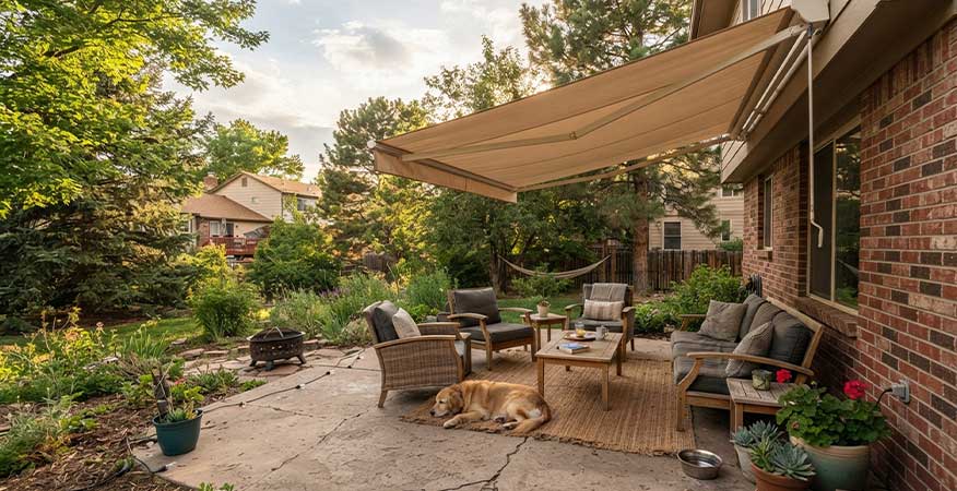 What Is the Best Material for an Awning What Is the Best Material for an Awning - Sunbrella solution-dyed acrylic retractable awning on Denver patio