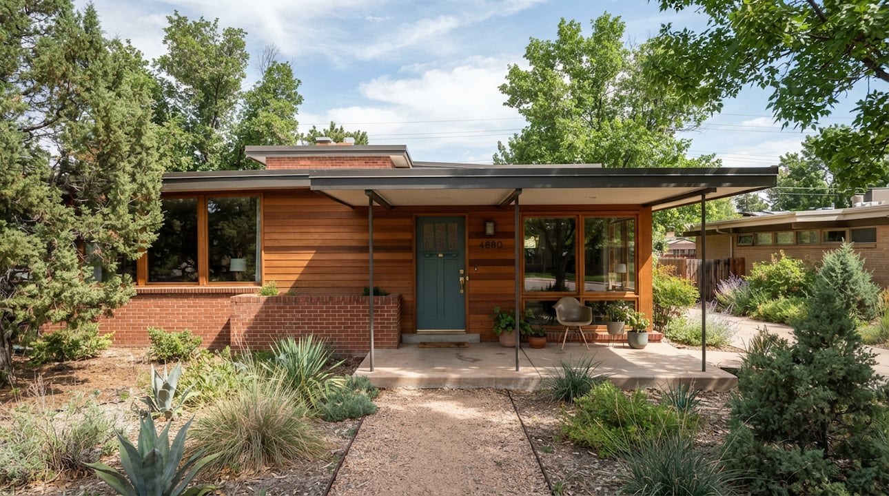 awnings-englewood-co-img mid-century flat-profile awning on Arapahoe Acres home